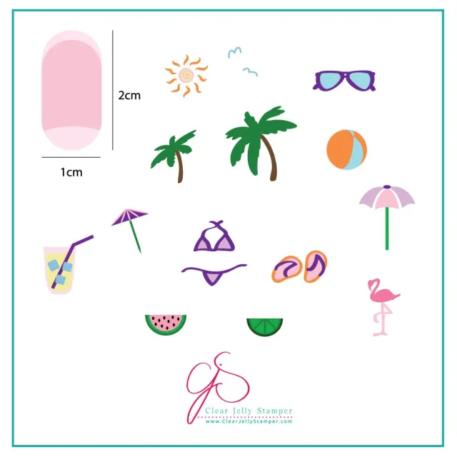 Clear Jelly Stamper CjS-16 Summer Fun stempelplade 6x6 cm