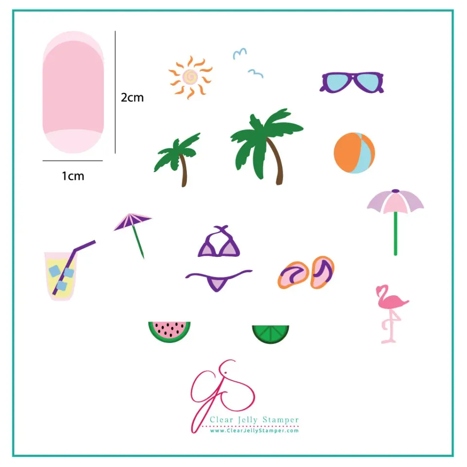 Clear Jelly Stamper CjS-16 Summer Fun stempelplade 6x6 cm