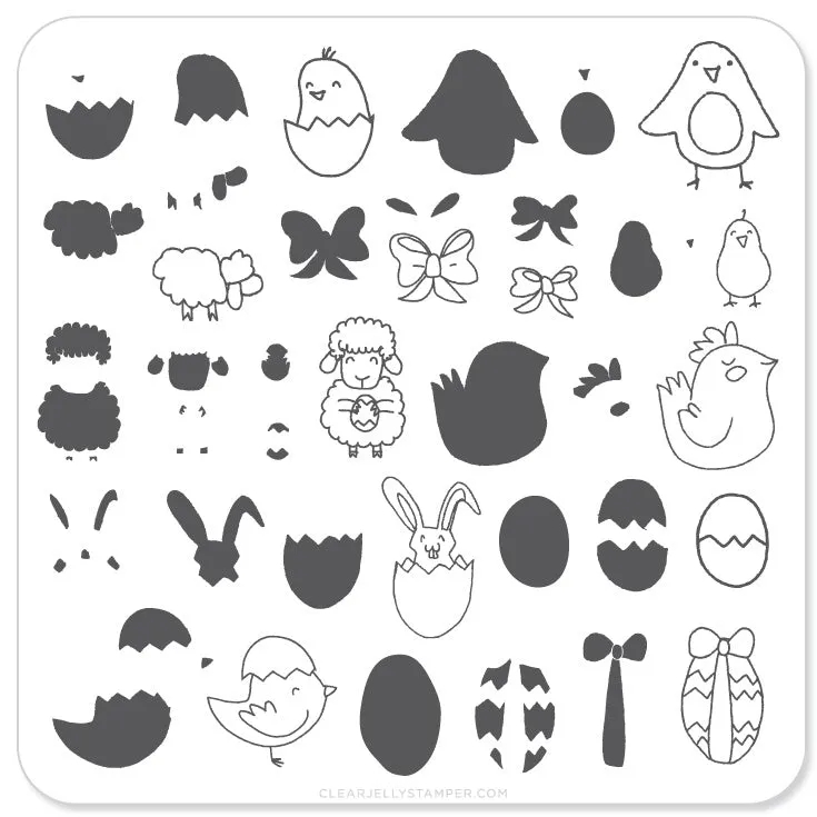 Clear Jelly Stamper Easter 3 CjSH-08 stamping plade 6x6 cm påske