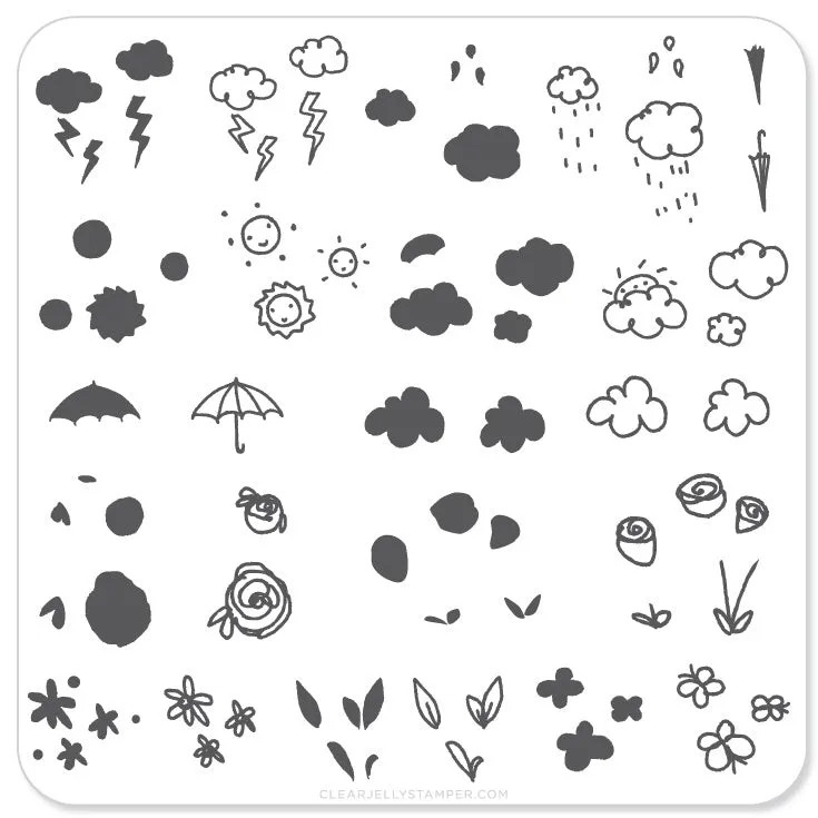 Clear Jelly Stamper CjS-21 Flower and Sky Doodle stampingplade