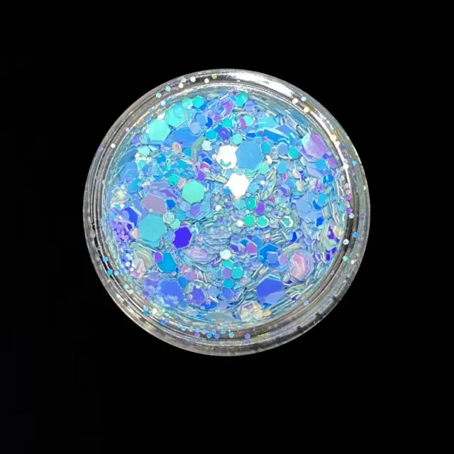 Indigo Nails Beautystones Unicorn Hexagon glittermix