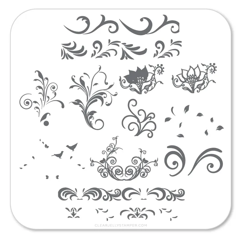 Clear Jelly Stamper Petit Swirls CjS-49 stampingplade lille