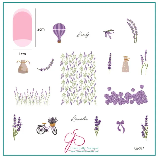 Clear Jelly Stamper CjS-397 Lavender Grove stempelplade 8x8 blomster