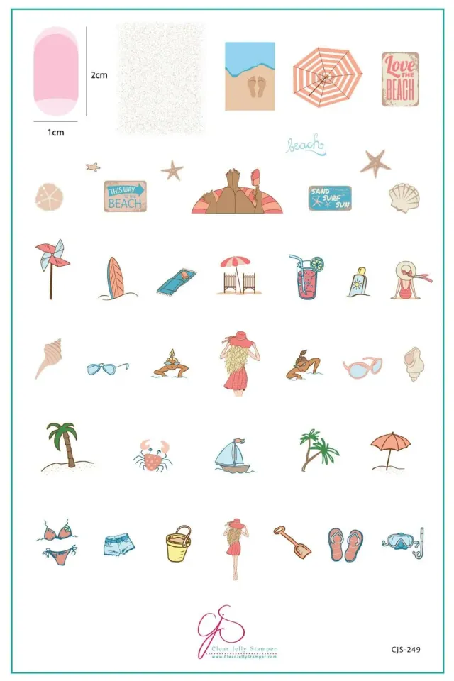 Clear Jelly Stamper CjS-249 Beach stamping plade sommer