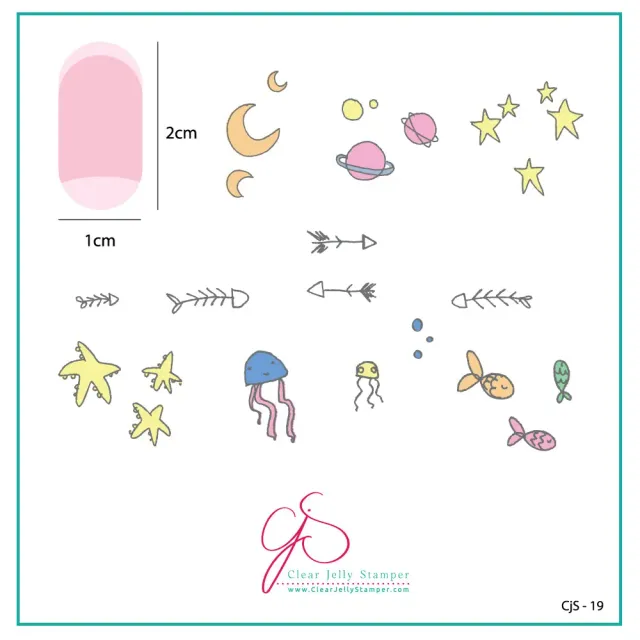 Clear Jelly Stamper CjS-19 Sea and Stars Doodle stempelplade havmotiv
