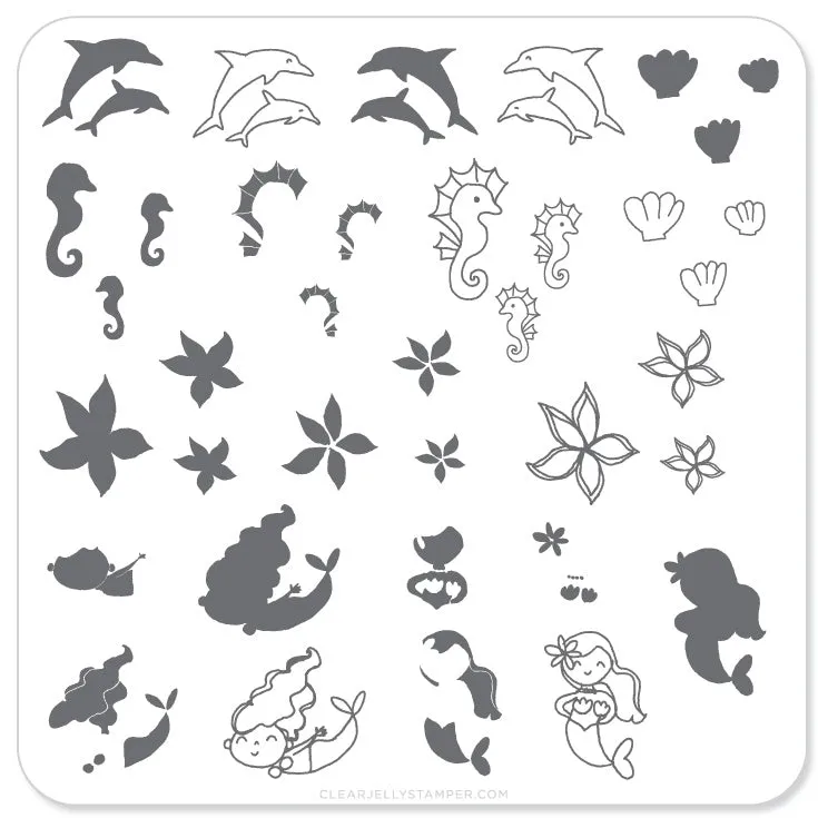 Clear Jelly Stamper Mermaid Doodle 2 CjS-25 stamping plade 6cm