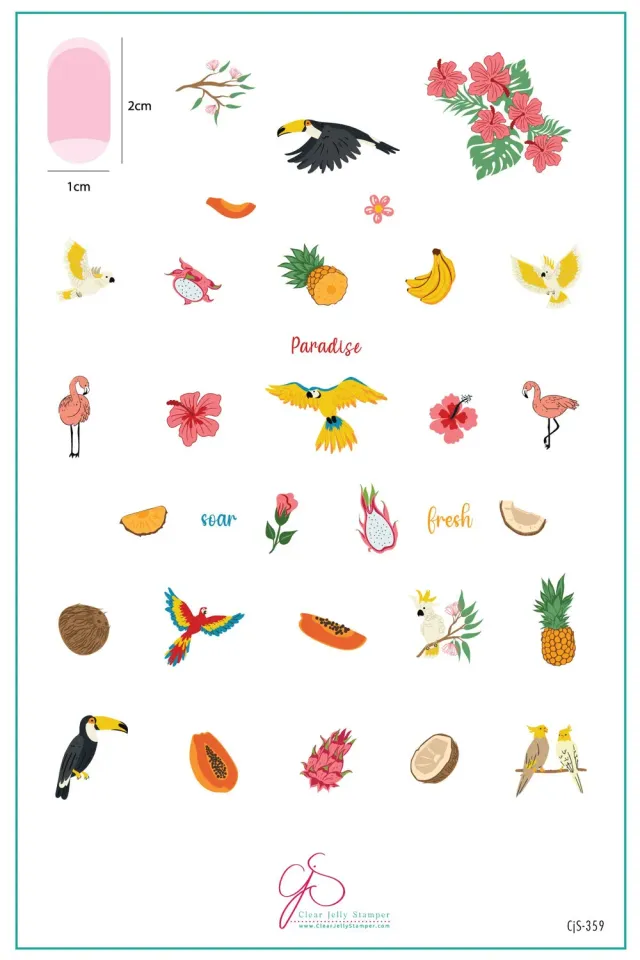 Clear Jelly Stamper CjS-359 Tropical Paradise stamping plade tropisk