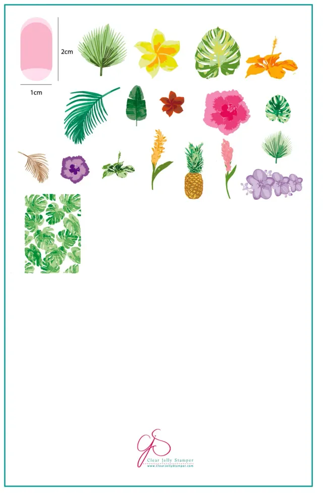 Clear Jelly Stamper CjS-38 Tropical stampingplade blade blomster