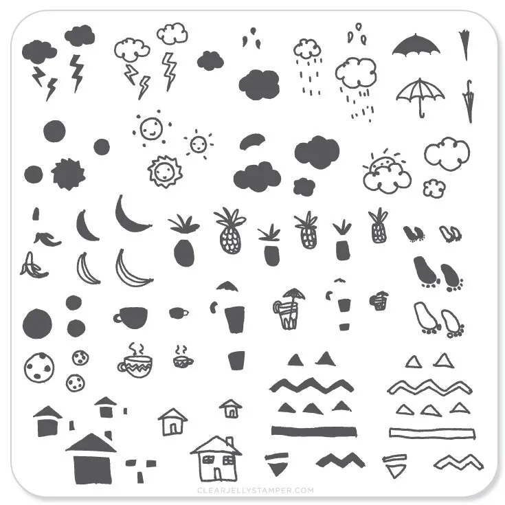 Clear Jelly Stamper CjS-18 Summer Drinks stempelplade mini 6x6cm