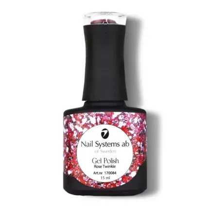 Mline Beauty 125 Rose Twinkle glitter gelé 15 ml dækkende