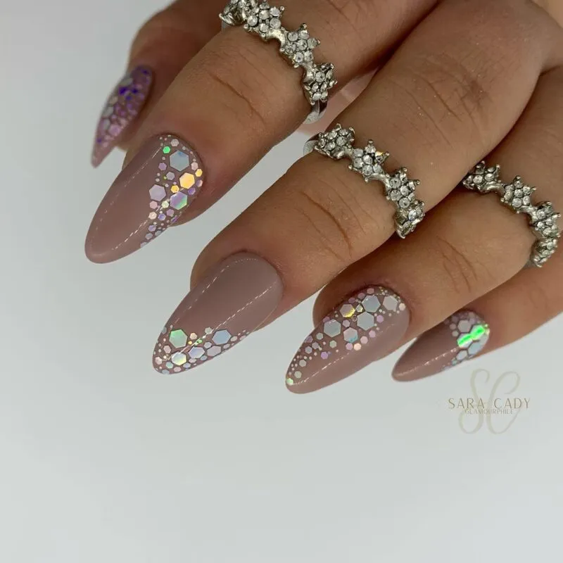 Indigo Nails Beautystones Unicorn Hexagon glittermix