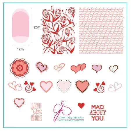 Clear Jelly Stamper V-04 Layers of Love stampingplade hjerter
