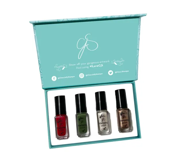 Clear Jelly Stamper Festive Plaid stamping lak 4 farver sheer