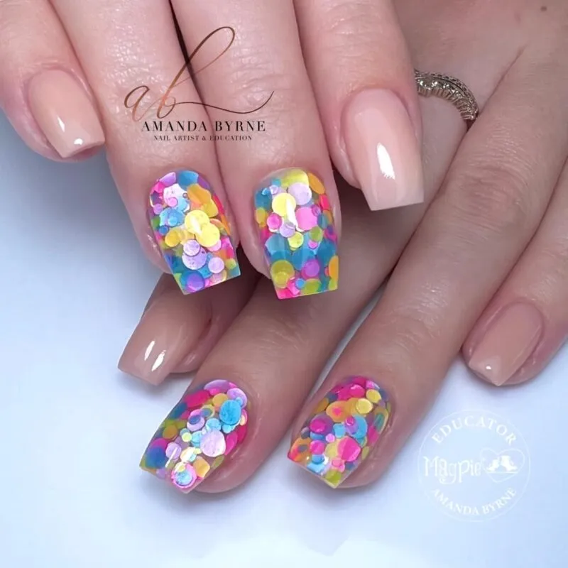Indigo Nails Beautystones Circles Neon neglepailletter