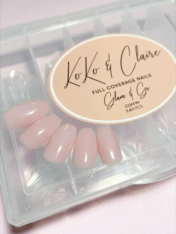 Clear Jelly Stamper Glam & Go Coffin full coverage negle 50 stk