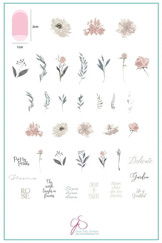 Clear Jelly Stamper CjS-81 Watercolor Garden stampingplade blomster