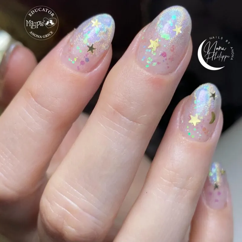 Beautystones Gold Moon & Stars neglepynt guld