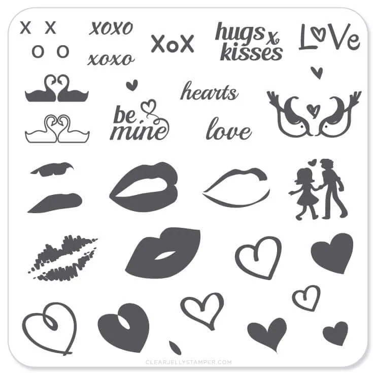 Clear Jelly Stamper CjSV-01 Luscious Lips negleplade 6x6 kærlighed