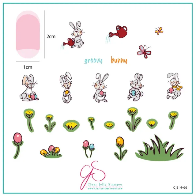 Clear Jelly Stamper CjSH-66 Groovy Bunny stampingplade 8x8
