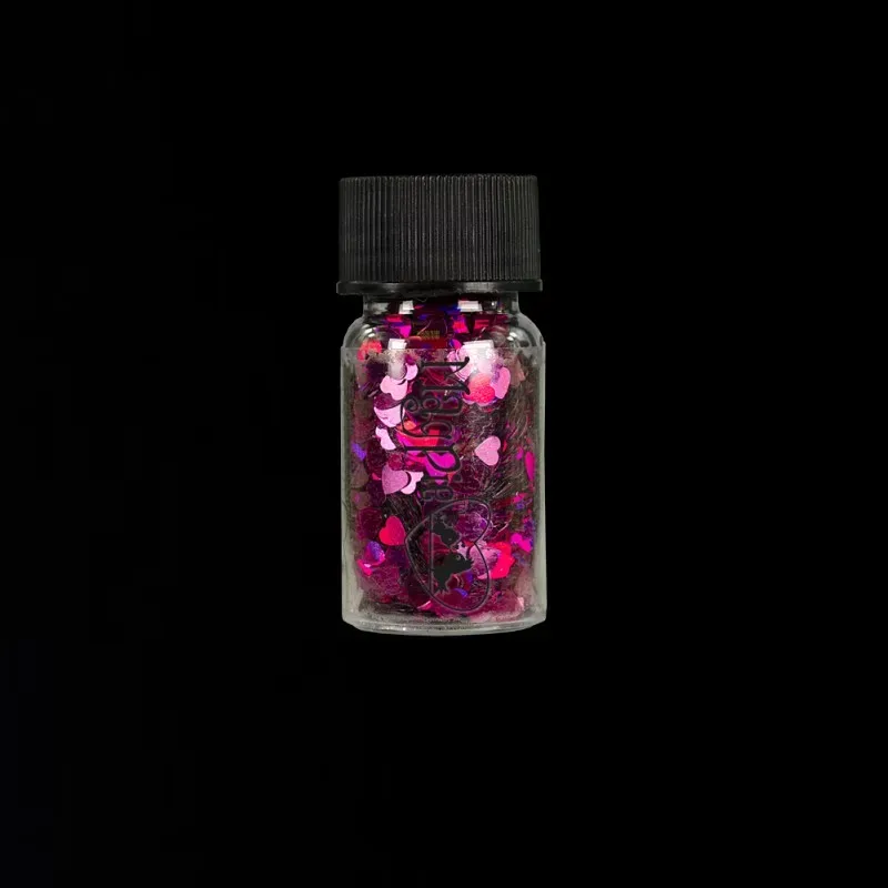 Beautystones Pink Holo Hearts neglepynt holo