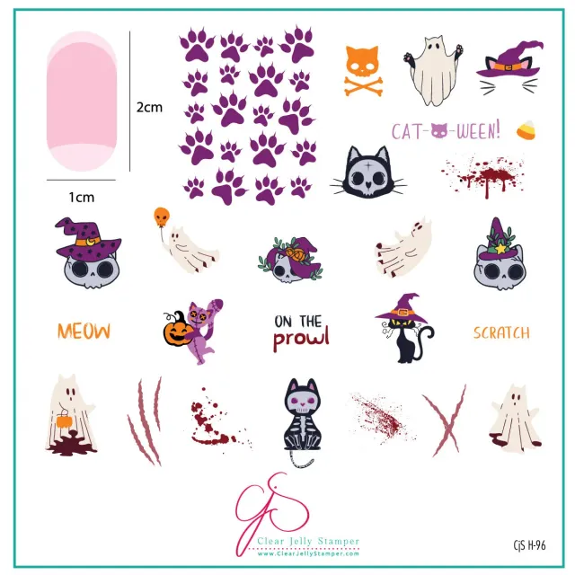 Clear Jelly Stamper Cat-O-Ween CjSH-96 stampingplade halloween