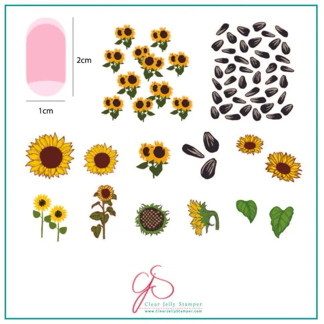 Clear Jelly Stamper CjS-163 Sunflowers stamping plade 8x8 cm