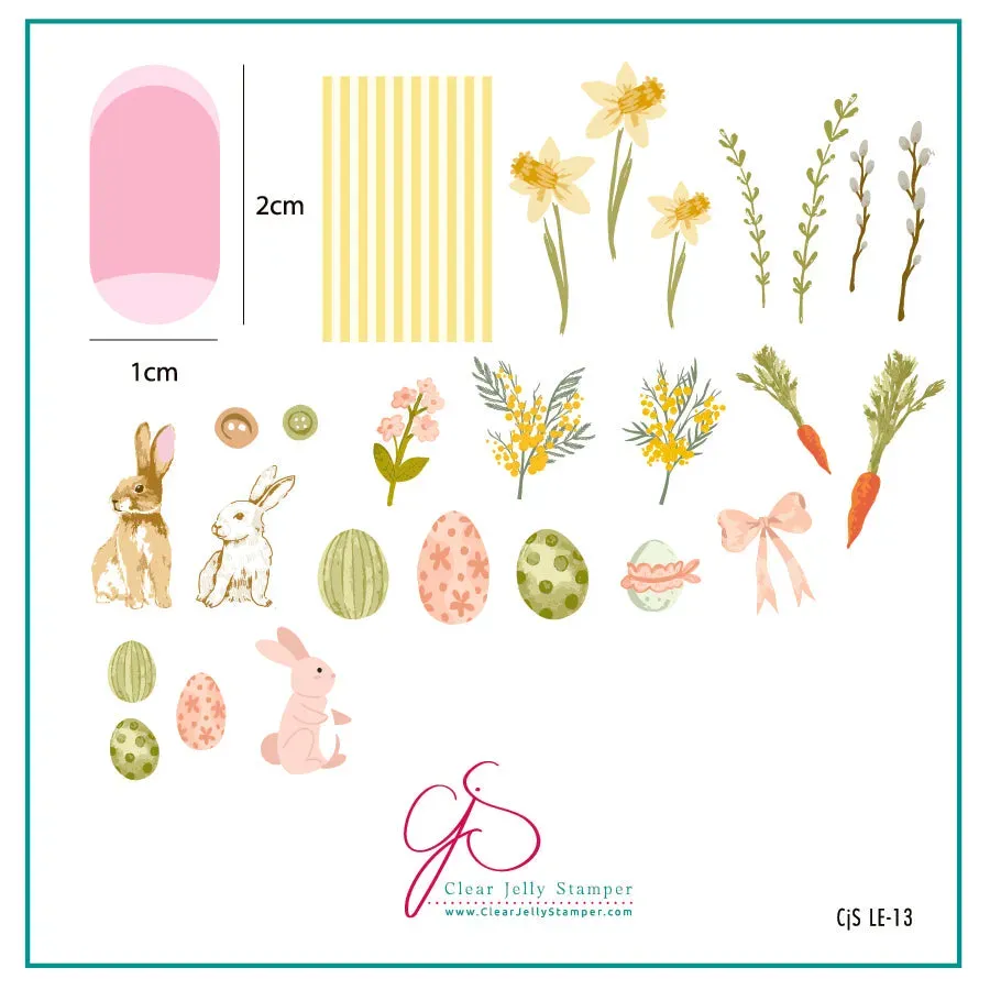 Clear Jelly Stamper Hoppy Easter CjSLE-13 stampingplade 8x8
