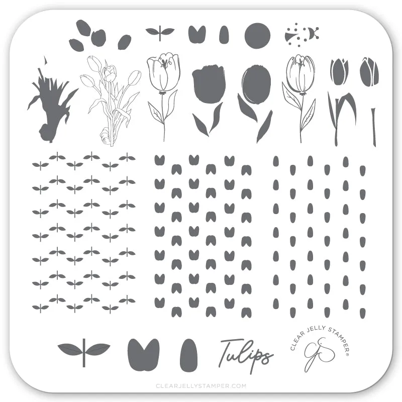 Clear Jelly Stamper CjS-111 Tu Many Tulips stampingplade lagdelt