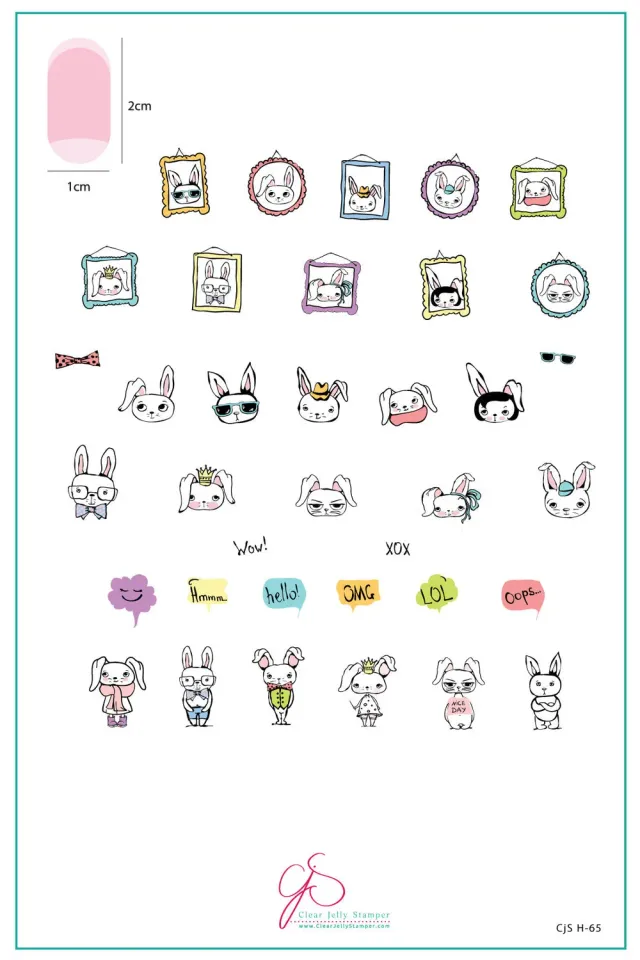 Clear Jelly Stamper CjSH-65 Hipster Bunnies stampingplade