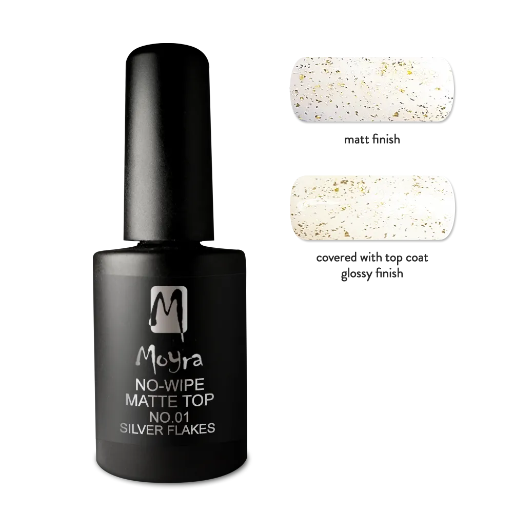 Moyra No-wipe matte top coat 02 Gold flakes topcoat 10 ml