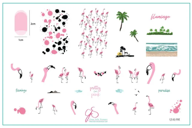 Clear Jelly Stamper XL-Five CjS-XL-Five stamping plade flamingo