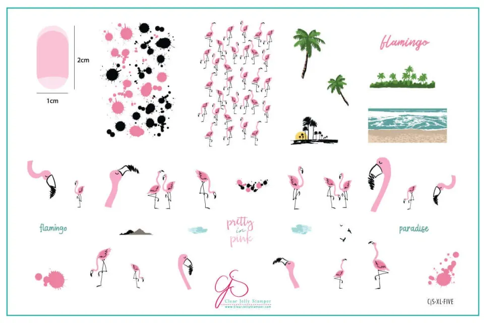 Clear Jelly Stamper XL-Five CjS-XL-Five stamping plade flamingo