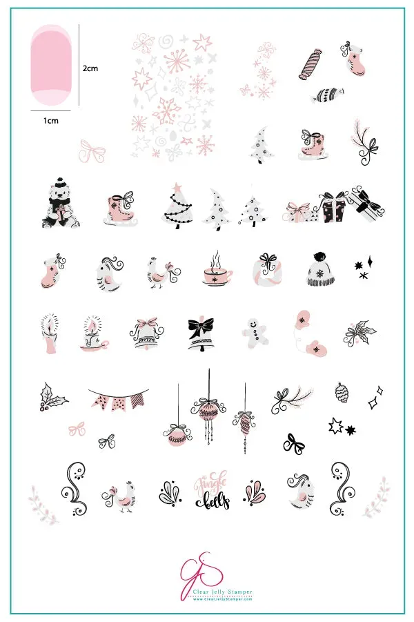 Clear Jelly Stamper Festive & Flirty C-35 stamping plade jul