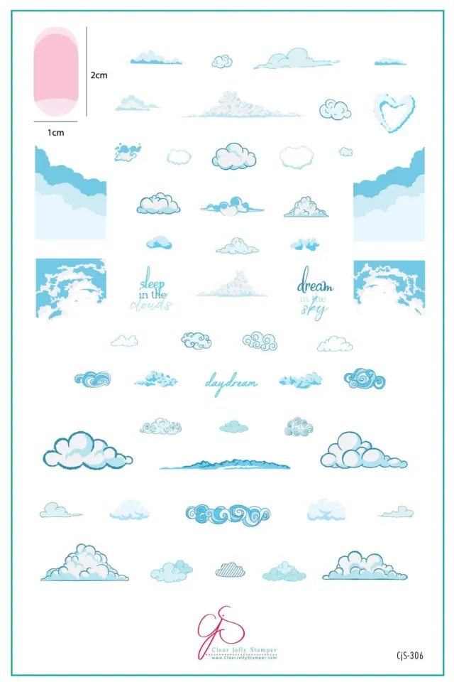 Clear Jelly Stamper CjS-306 Head in the Clouds stamping plade skyer