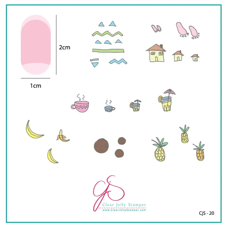 Clear Jelly Stamper CjS-20 Summer Drinks stampingplade 6x6 cm