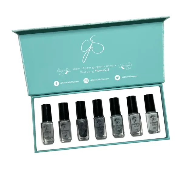 Clear Jelly Stamper 7 Shades of Grey stamping lak 7x5ml grå