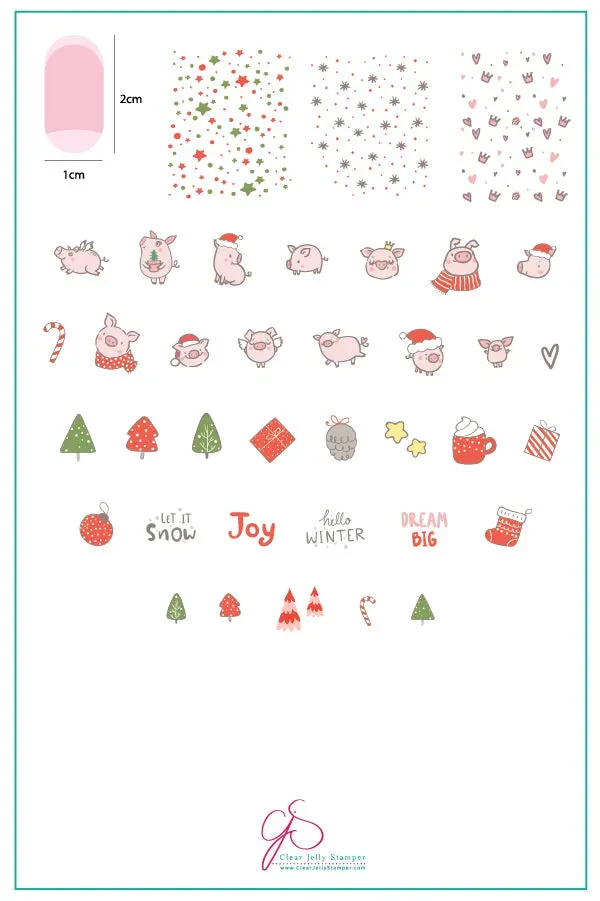 Clear Jelly Stamper Piggy Christmas CjSC-50 stempelplade jul