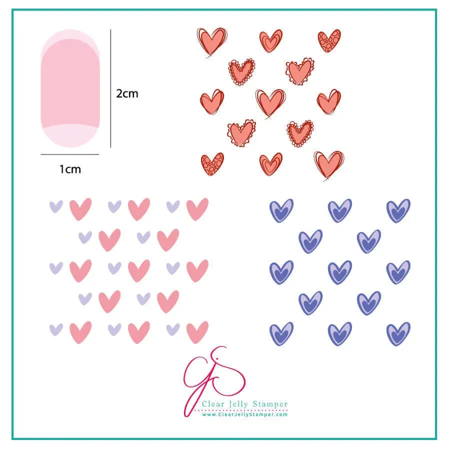 Clear Jelly Stamper CjSV-02 Super Cute Hearts stampingplade hjerter