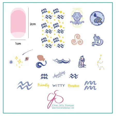 Clear Jelly Stamper CjSZ-12 Aquarius stamping plade 6x6 cm stjernetegn
