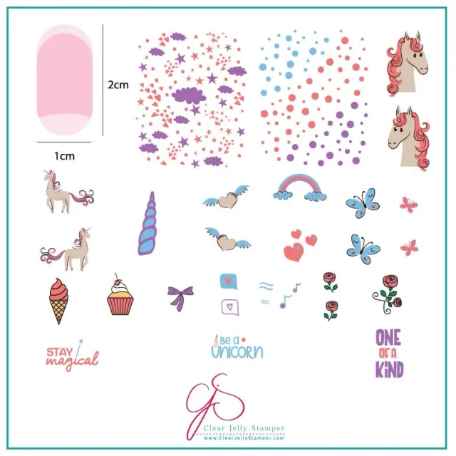 Clear Jelly Stamper CjS-94 Lil Unicorn stempelplade enhjørning