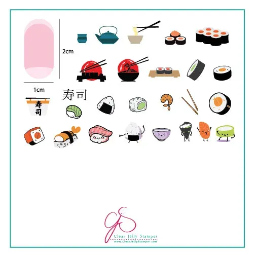 Clear Jelly Stamper CjSLC-71 Wok and Roll stampingplade sushi