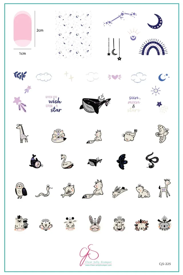Clear Jelly Stamper Celestial Zoo CjS-225 stampingplade med dyr