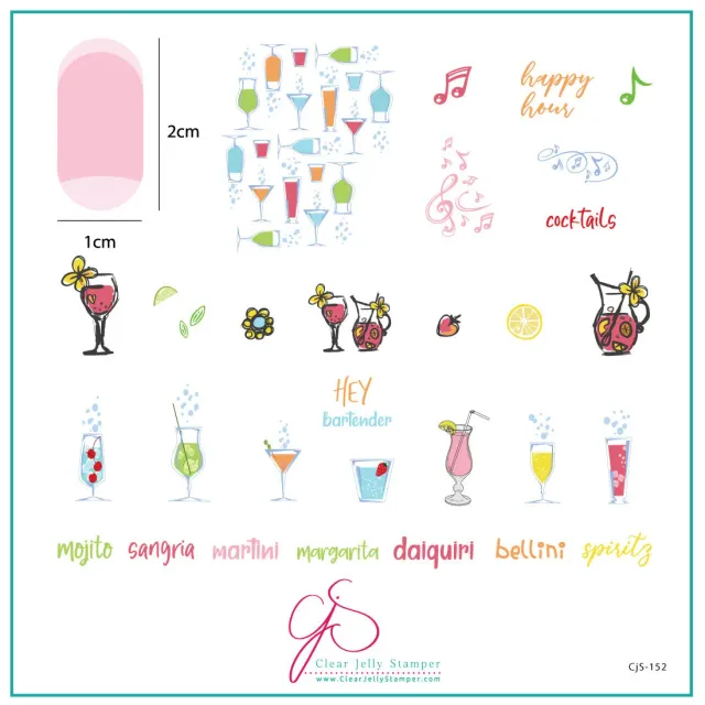 Clear Jelly Stamper 152 Hey Bartender stamping plade 8x8 drinks