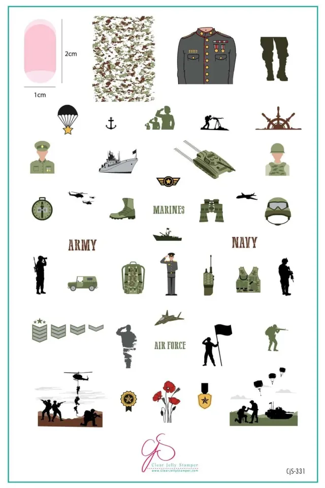 Clear Jelly Stamper CjS-331 Military stampingplade camouflage