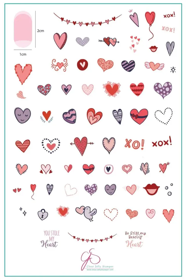 Clear Jelly Stamper CjSV-10 P.S. I Heart You stampingplade hjerte