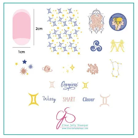 Clear Jelly Stamper CjSZ-04 Gemini stempelplade lille stjernetegn