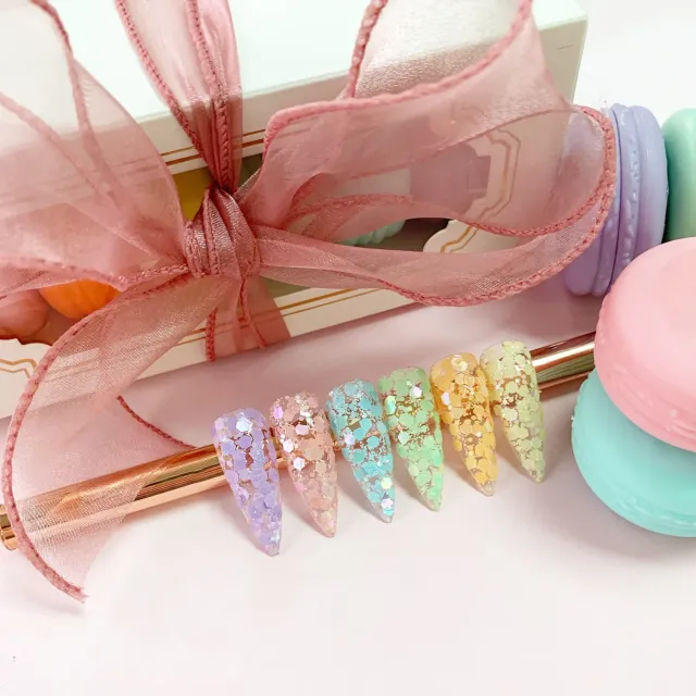 Clear Jelly Stamper Macaron glitter 6-pak cookie sprinkles pastel
