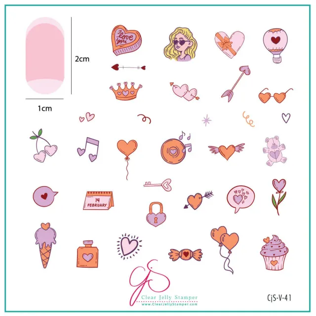 Clear Jelly Stamper CjSV-41 stampingplade hjerter 8x8 cm