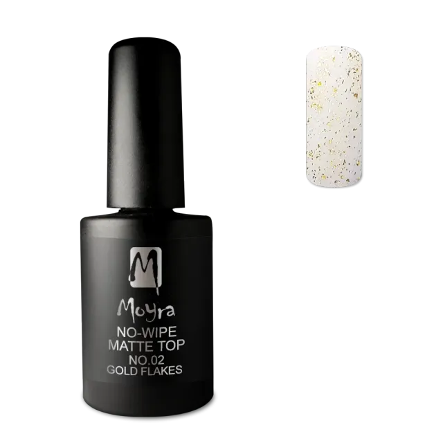 Moyra No-wipe matte top coat 02 Gold flakes topcoat 10 ml