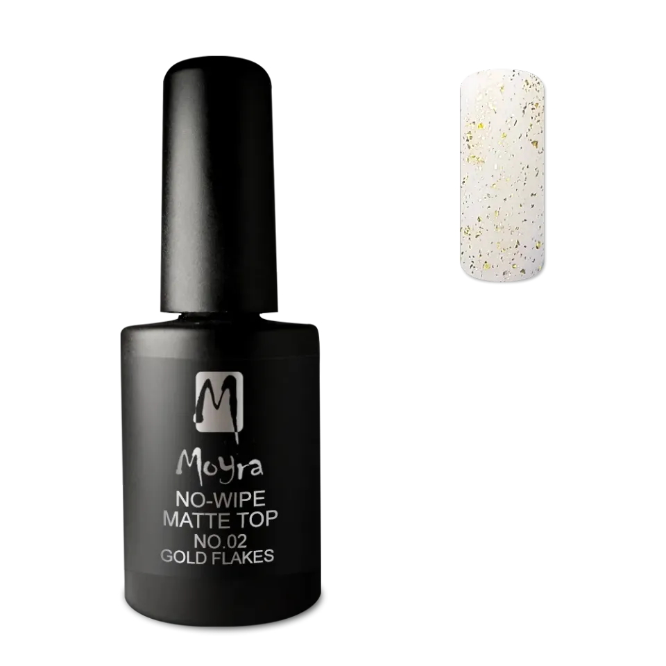 Moyra No-wipe matte top coat 02 Gold flakes topcoat 10 ml